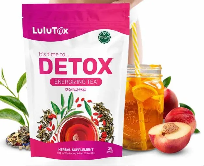 Lulutox Detox Tea pouch with 28 pyramid tea bags